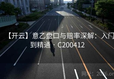【开云】意乙盘口与赔率深解：入门到精通 · C200412
