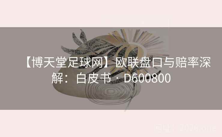 【博天堂足球网】欧联盘口与赔率深解：白皮书 · D600800