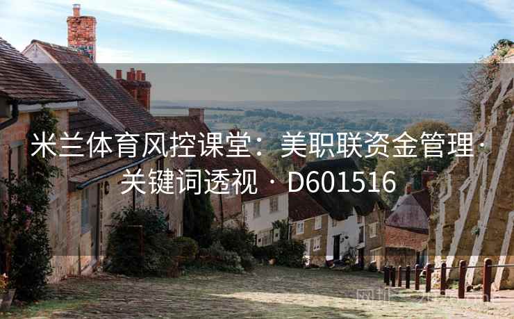 米兰体育风控课堂：美职联资金管理·关键词透视 · D601516